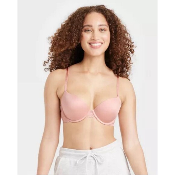 Women's Auden Demi Daydream Push Up Bra Rose Pink 34D - Picture 1 of 7